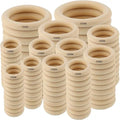 TaiLai Natural Unfinished Wooden Rings Circle Pendant Connectors Solid Wooden Rings for DIY Projects Jewelry Making