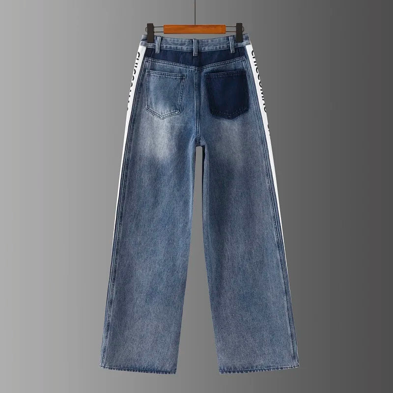 Customizable Women's High-Waisted Denim Pants New Fashion Vintage Button Pocket Mid Waist Chic Casual Style for Summer