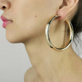 New Fashion Minimalist Round Hollow Huggie Gold Colored C Shape Earring Statement Lightweight Copper Chunky Open Hoop Earring
