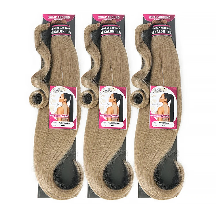 Julianna 28 Inches Heat Resistant High Temperature Fiber Kanekalon Hairpiece Wrap Around Ponytail Synthetic Hair Extension
