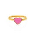Chris April Minimalist 316L Stainless Steel 18k PVD Gold Plated Enamel pink Heart Signet Finget Ring