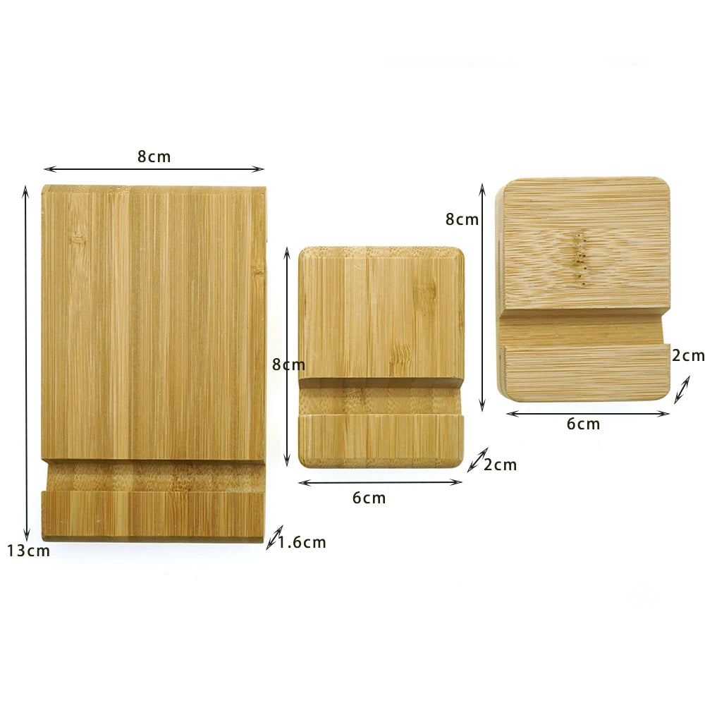 Mobile Phone Holder Small Gift Lazy Mobile Phone Stand Solid Bamboo Base MegaBDM