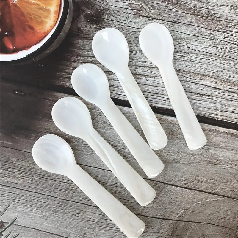 HZ Custom Laser Engraved logo Natural Nacre Mother of Pearl Shell Caviar Spoon