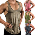 EVertop Men's Summer H-shaped Back Vest Solid O-Neck Sleeveless tank Top Customizable Print Embroidery Logo Knitted for Sports