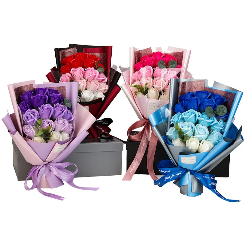 Wholesale with Gift Box Rose Bouquet 18 Roses Soap Bouquet Gift Box Valentine's Day Girlfriend Wife Mother's Day Gift