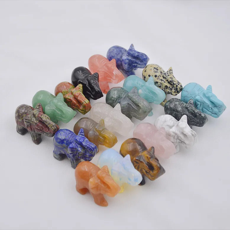 Healing Crystal Stone Rose Quartz Aventurine Jade Elephant Figurine Reiki Gemstone Craft Statue Elephant Gifts Collectible Decor
