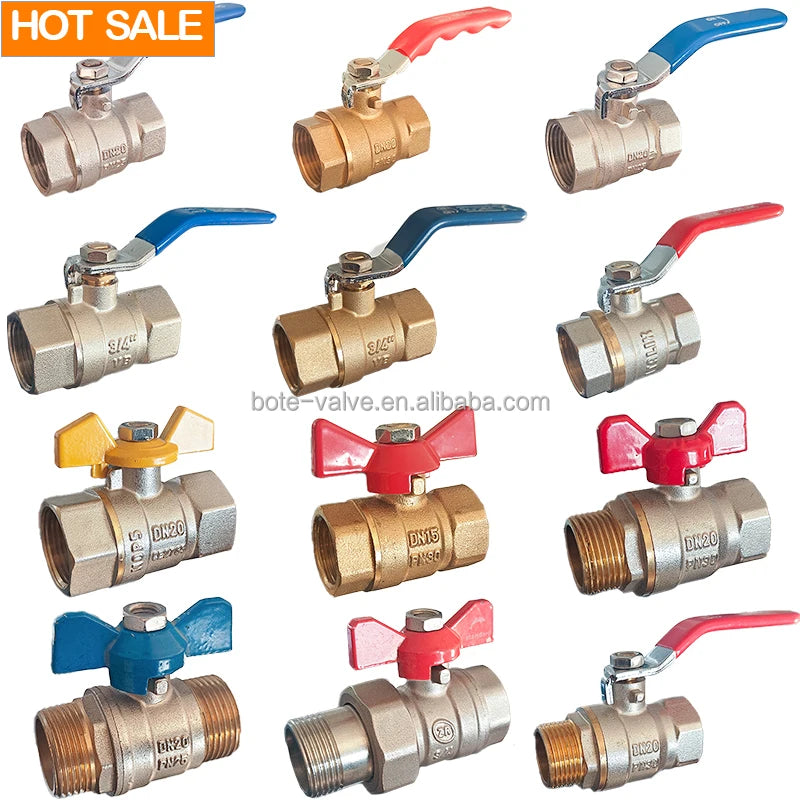 BOTE OEM 1/2 - 4 Inch Dn15 Price List Natural Color High Pressure Brass Ball Valve with Red Extension Level Handle