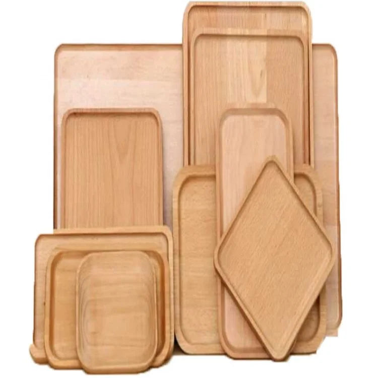 Wooden Plates of Different Shapes Dessert Plate Tray for Table Suitable for Adults and Children