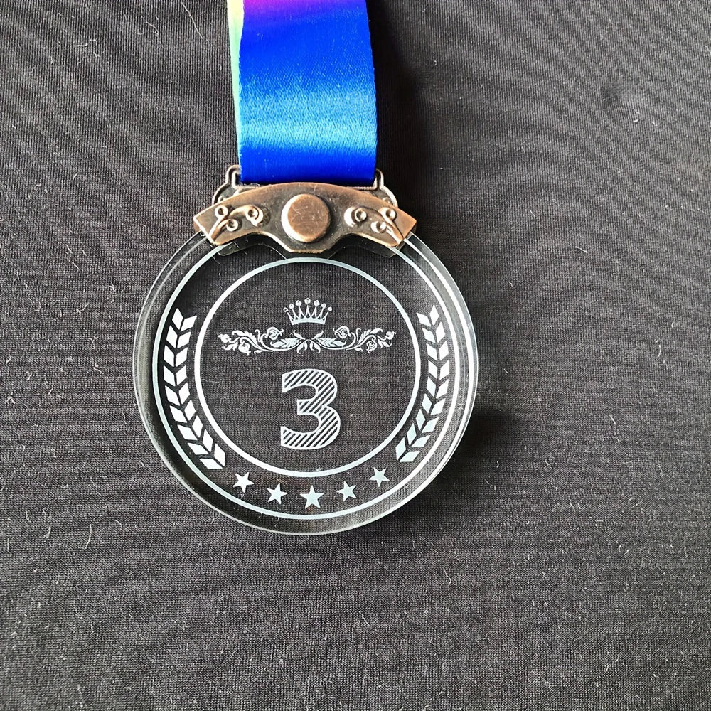 Custom Crystal Commemorative Medals Sports 3D LOGO Blank Faceted Plexiglass Custom Crystal Glass Medal