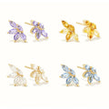 SP Fashion Women Jewelry Cubic Zirconia Diamond CZ Flower Stud Earrings