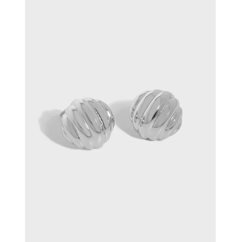925 Sterling Silver Fashion Round Geometric Gold Earrings Conch Thread Chunky Stud Earrings Vintage Fashion Earrings Women