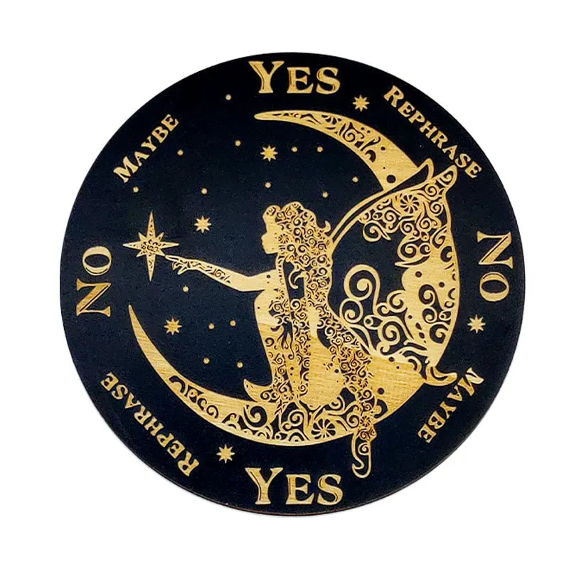 8 Inch Fairy on the Moon Black Pendulum Ouija Board for Answers Divination Tools for Occult Practices Altar Decor