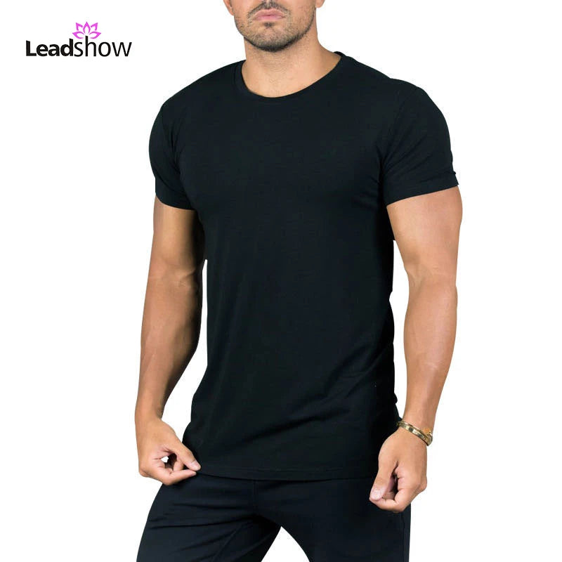 High Quality Custom Logo Plain Sport Running Plus Size Men's Blank Bamboo T-shirts Fitness Clothing Workout Gym Shirts