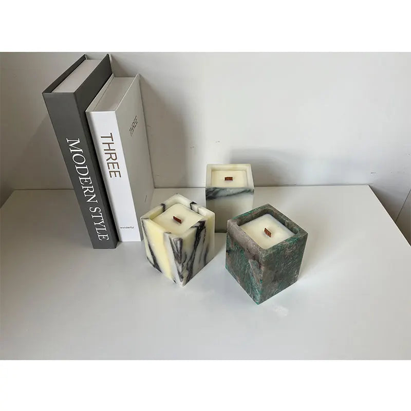 HZX  Modern French Calacatta Viola Violet Marble Empty Candle Holder Polished Natural Stone Vintage Ambiance Room