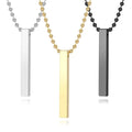 18K Gold Plated Three-dimensional Link Chain Necklace Simple Square Column Couple Pendant Fashionable Stainless Steel Jewelry