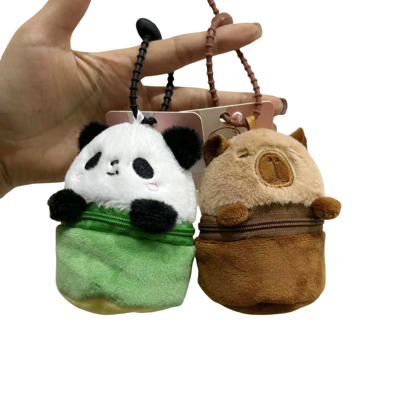 Plush Capybara Panda Keychain Wallet Pendant Headphone Bag Protective Carrying Case Storage Bag Gift Mini Coin Purse Keychain