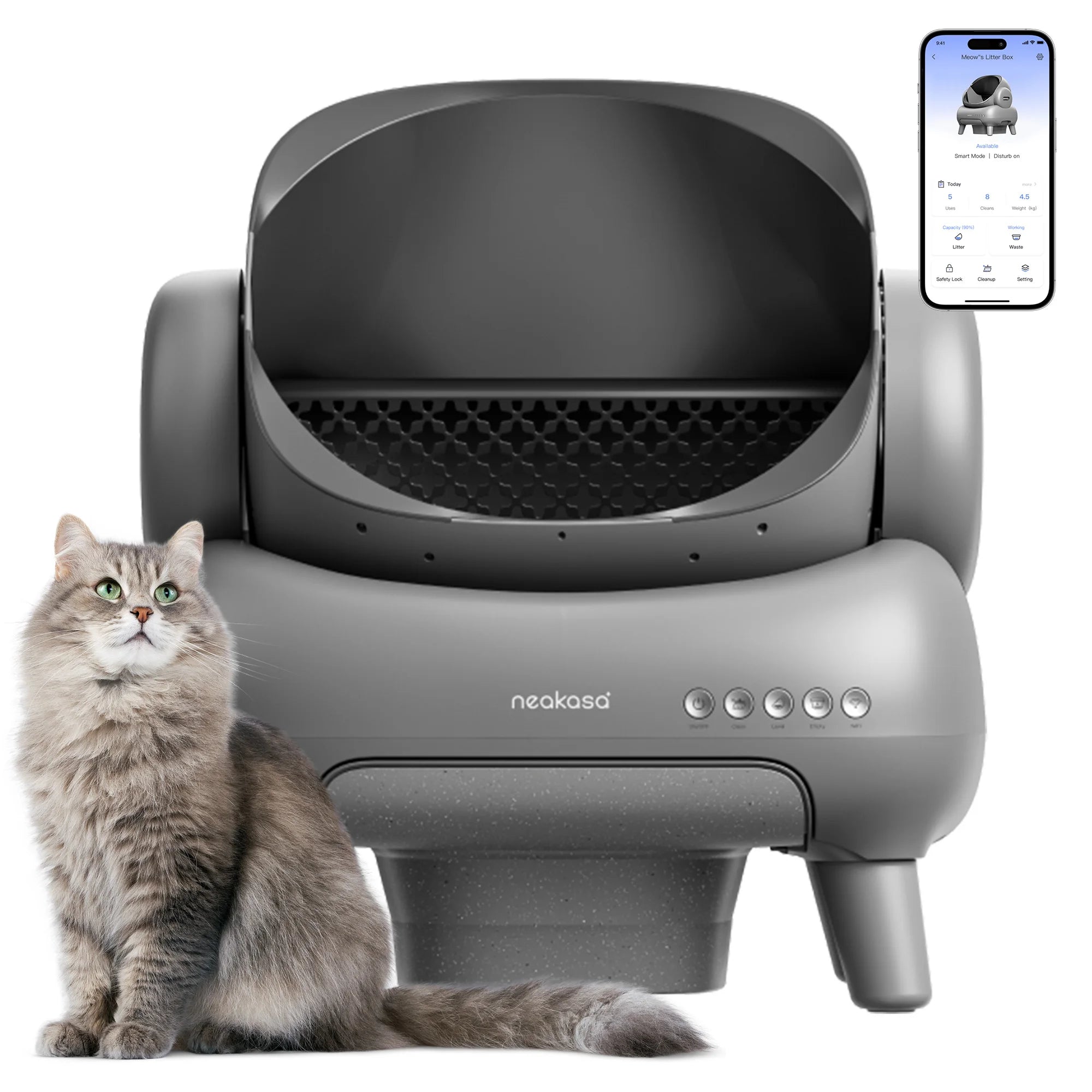 Neakasa M1 Large Electric Smart Automatic Cat Litter Box Odor Eliminator Low Noise App Control Easy Clean 20L Self-Cleaning