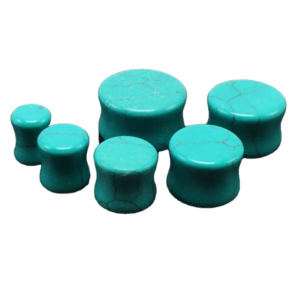 Huiying Diy 12mm Body Piercing Jewelry Green Turquoise Flesh Tunnels Stone Ear Expander Ear Plugs Jewelry