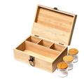Wood Stash Box with Rolling Tray Jar Large Storage Bamboo Keepsake Storage Box with Lock for Smoking Accessories