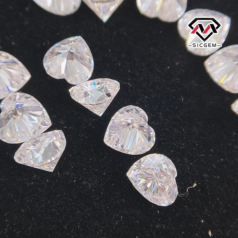 SICGEM Hot Sale Heart-Shaped Mossanite D Color 6.5mm  White Heart Cut VVS Moissanite Stone