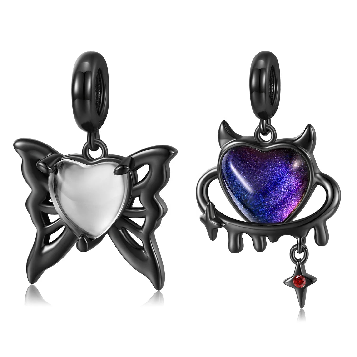 The Heart of the Demon Butterfly Pendant Authentic 925 Sterling Silver Beads for Women Charm Bracelet DIY Jewelry Wholesale