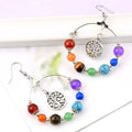 Handmade Yoga Seven Chakra Crystal Hoop Earring Big Round Hoop Dangle Chakra Crystal Stone Earring