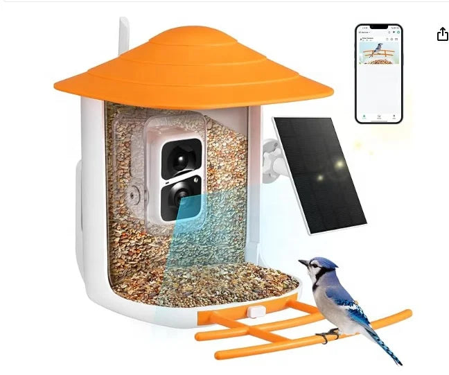 New Outdoor Solar Powered Smart Bird Feeder APP Control Night Vision AI Identifying Bird Species Wireless Automatic  Bird Feeder