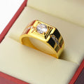 Wholesale Fashion Gentleman Temperament Plated 24K Gold Silver Rings for Men Zircon Alloy Wedding Rings