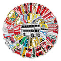50Pcs Funny Red Bus London School Bus Decorative Stickers for Promotion Gifts Children Student Notebook Laptop Stickers