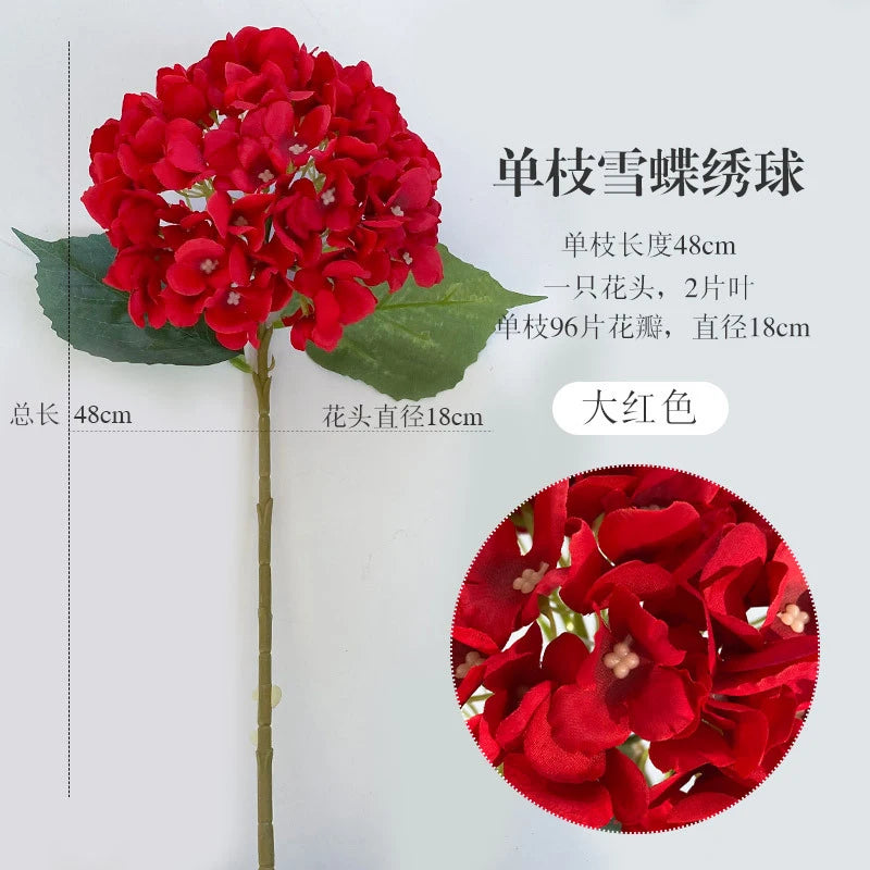 D-H001 Hydrangea Decorative Artificial Flower Wedding Decoration Home Decor Real Touch Latex Hydrangeas