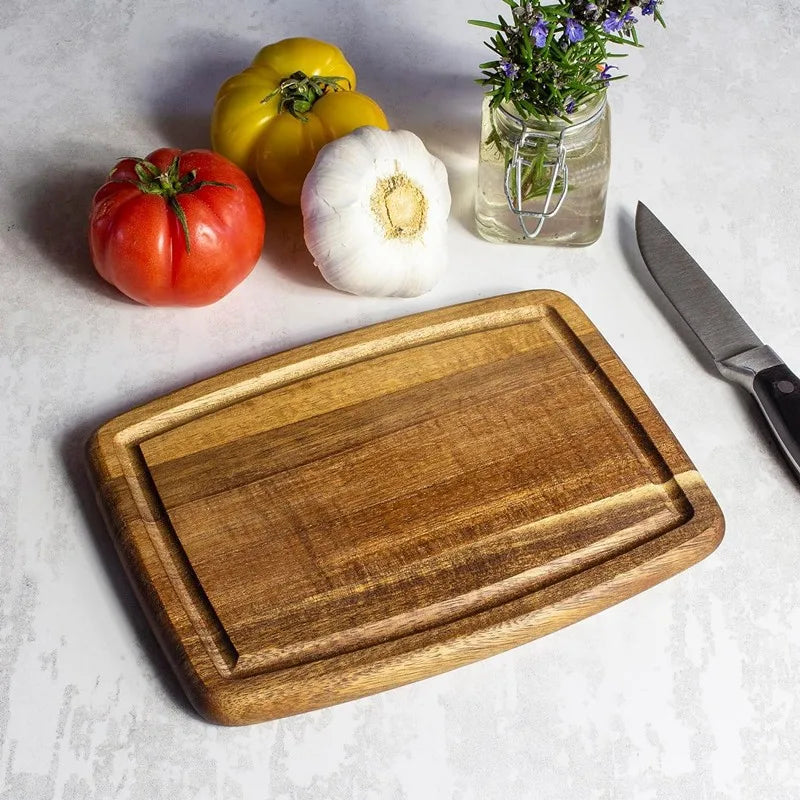 Acacia Wood Serving Board Household and Hotel Eco-Friendly Rectangle Tray for Bread and Fruit Cutting Rectangle Pattern
