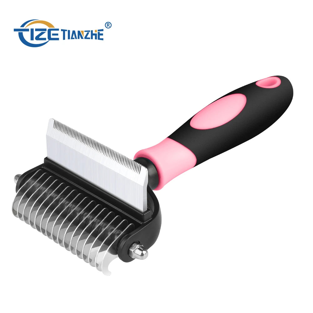 2 in 1 Cat Deshedding Grooming Brush Pet Dematting Comb