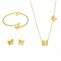 3-piece Jewelry Set Does Not Fade Ladies Frosted butterfly Necklace Earrings Bracelet Stainless Steel Set