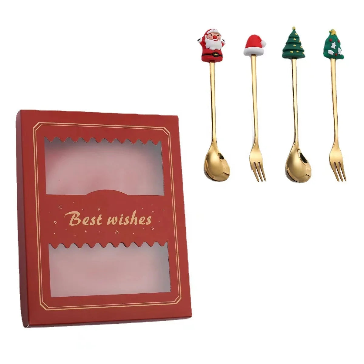 Christmas Dolls Spoon Wedding Souvenir Small Gold Coffee Tea Spoon Gift Set Stainless Steel Spoon Sets
