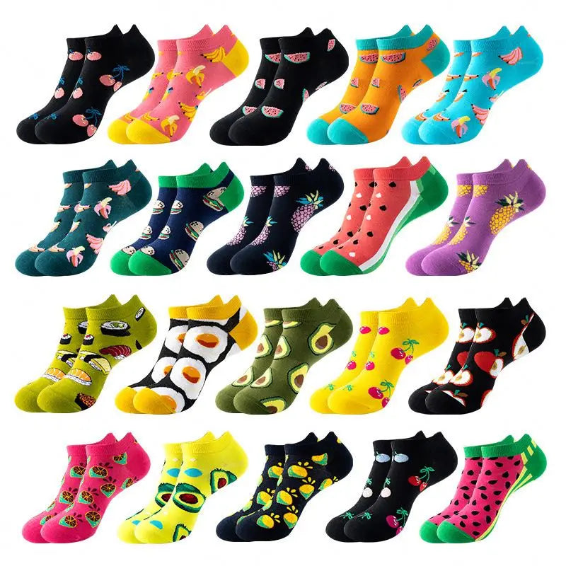 2022 Womens Winter Breathable Cartoon Funky Bakery Novelty Colorful Fruit Festival Funny Logo Crew Socks