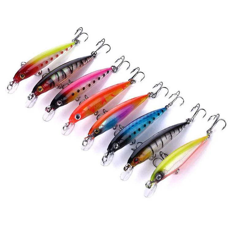 WEIHE 6Colors 8.5cm 7.2g Fishing Bait Lure Hooks Artificial ABS Hard Minnow Fishing Lures