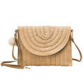 Best Selling Fashion Custom Straw Clutch Purse Handbags Women Handmade Straw Crossbody Bag with Pom Pom