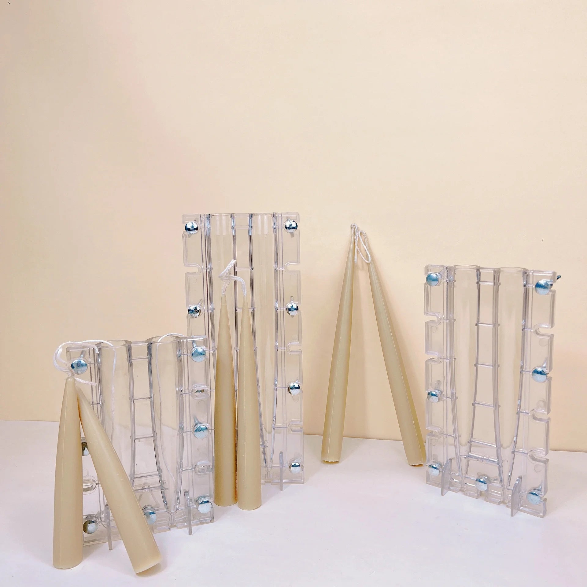 B-7008 DIY Double Pointed Cone Candle Mold Long Rod Conic Plastic Acrylic Candle Mould Scented Candle Pouring Two Lobed Mold