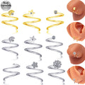 Gaby Jewelry 316 L Surgical Steel Spiral Nose Ring Stainless Steel Earrings Nose Piercing Jewelry for Women