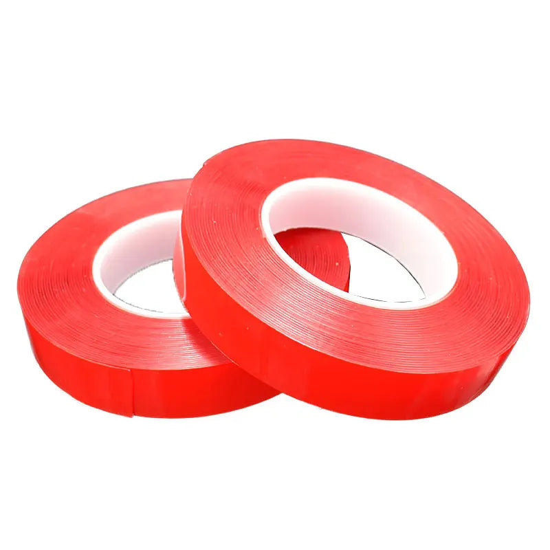 Double-Sided Clear Polyester Pet Tape Rubber Adhesive Red Liner Heat-Resistant Pressure Sensitive 30mm Width 5m Length Carton