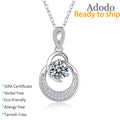 Dainty 925 Silver Rhodium Plated Anti Tarnish Crescent Moon Pendant Necklace Insert Round Cut 1CT VVS Moissanite Jewelry