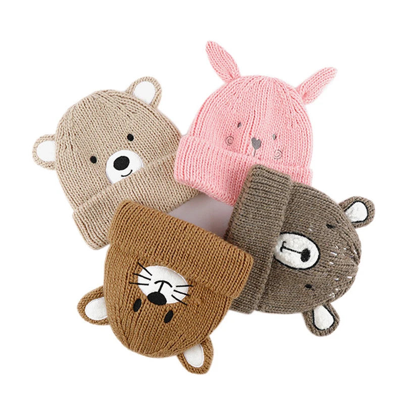 Sewingman B0616C Cute Knit Rabbit Bear Hat Kids Winter Custom Beanie With Ears