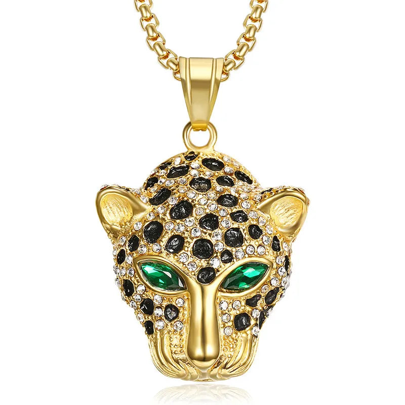 Wholesale Fashion Hip Hop Jewelry Stainless Steel Casting Jewelry Leopard Necklace