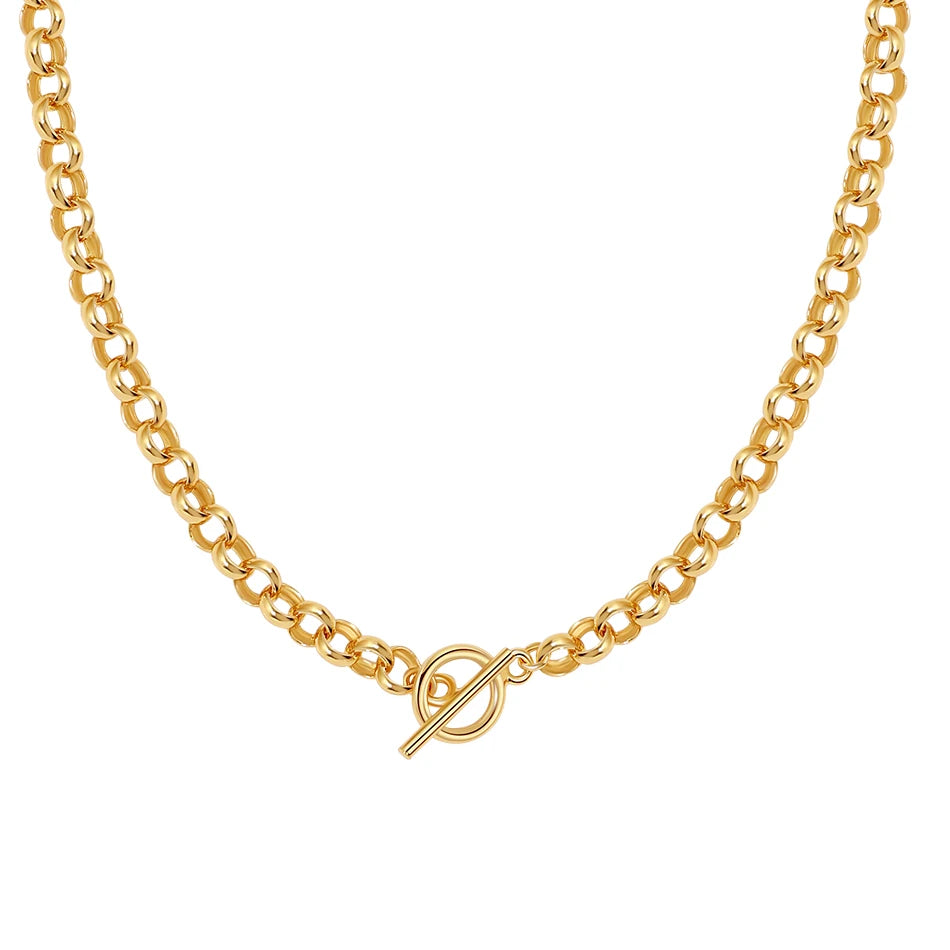 Nagosa Atmospheric 18k Gold Vermeil 925 Sterling Silver Toggle t bar Link Chain Necklace