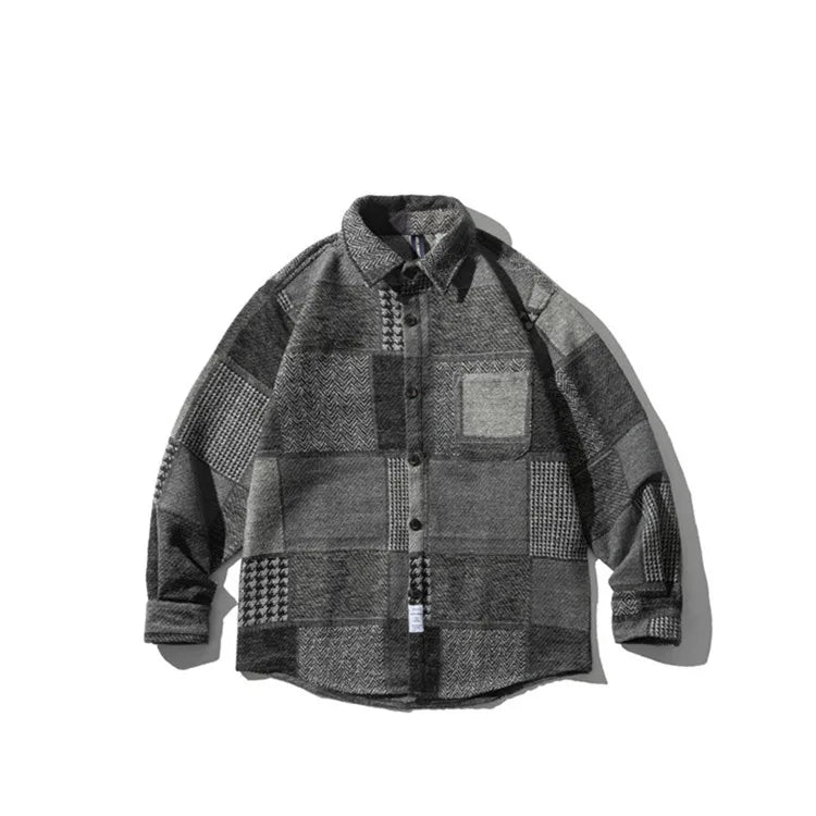 Men's Plus Size 100% Cotton Brushed Flannel Plaid Checkered Casual Shirt With Corduroy Contrast
