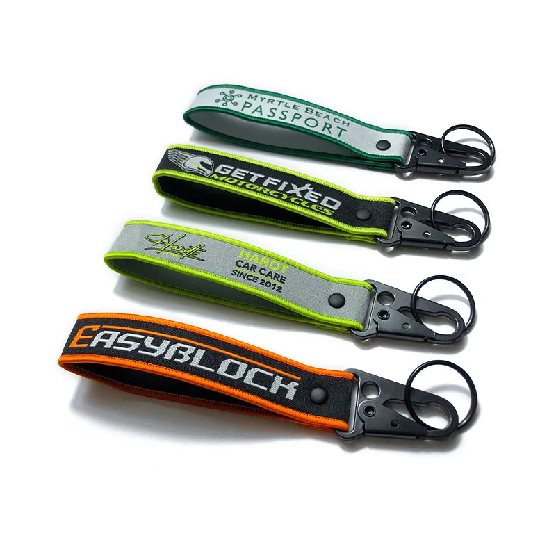 Custom Nylon Woven Webbing Lanyard Promotion Gift Key Chain Custom Logo Personalized Keychains Carabiners Key Holder