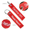 Cheap Custom Embroidered Twill Fabric Key Chain Keyring Key Tag  Double-sided Embroidery Keychain
