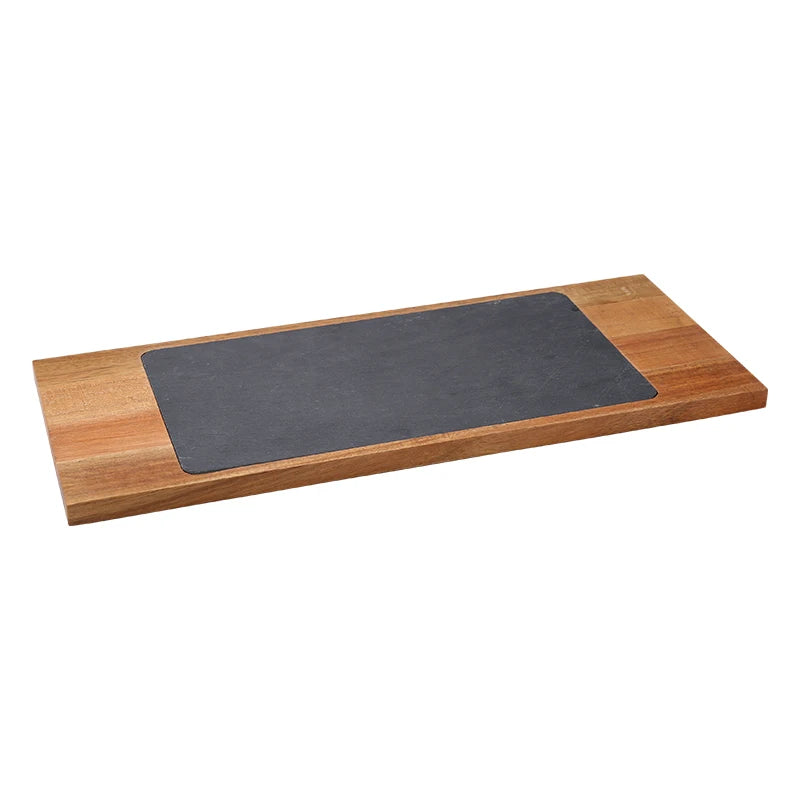 Acacia Wood and Slate Serving Board Charcuterie Board Cheese Steak Charcuterie Cutting Board
