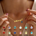 Custom DIY 12-Month Birthstone Zircon Necklace with Link Chain Stainless Steel Name Jewelry for Personalized Gift