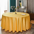 Budget-Friendly Custom Gold Polyester Round Tablecloths for Wedding Banquets & Hotel Decorations